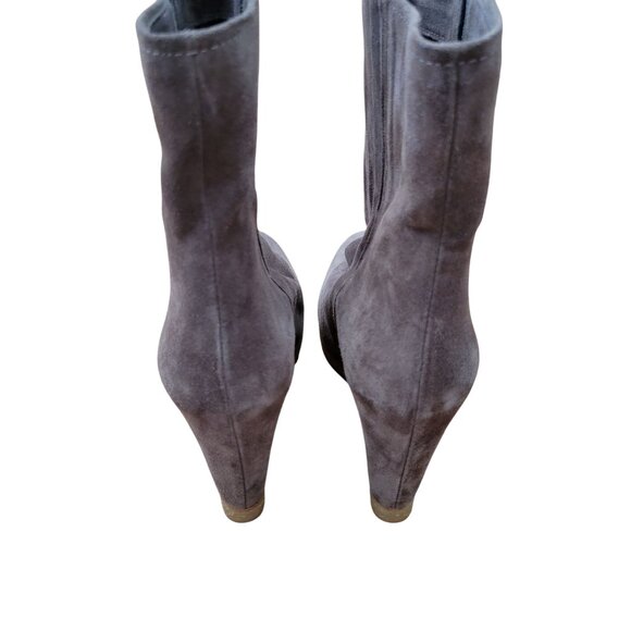 Stuart Weitzman‎ Bootscout Seal Gray Suede Wedge Chelsea Boots 8M Hidden Heel - Picture 5 of 9